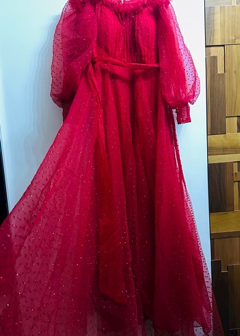 Kırmızı kına kıyafeti uzun - Görsel 6