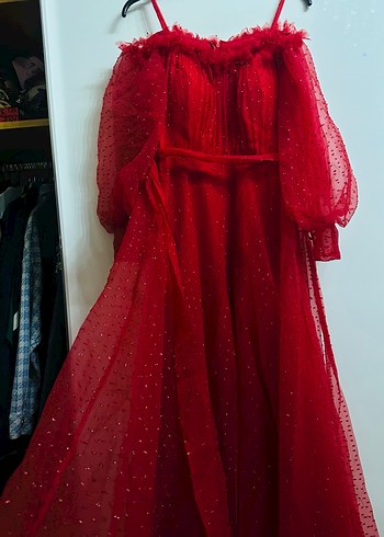 Kırmızı kına kıyafeti uzun - Görsel 5