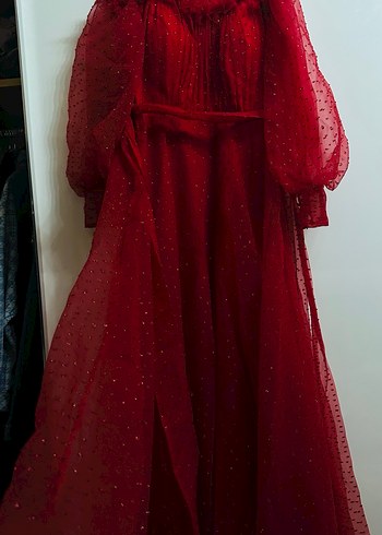 Kırmızı kına kıyafeti uzun - Görsel 4