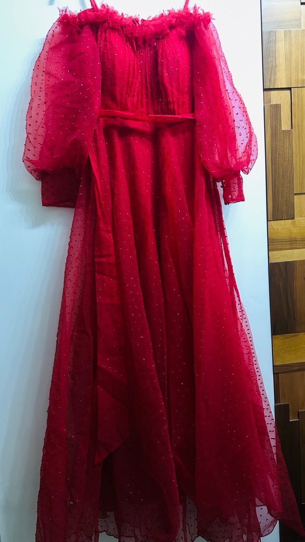 Kırmızı kına kıyafeti uzun - Görsel 2