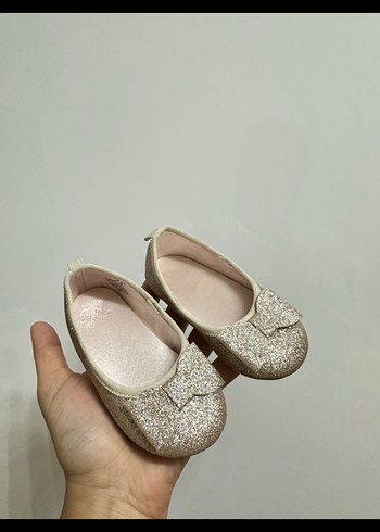 Kız Çocuk Altın Simli Bale Düz Ayakkabı - Görsel 4