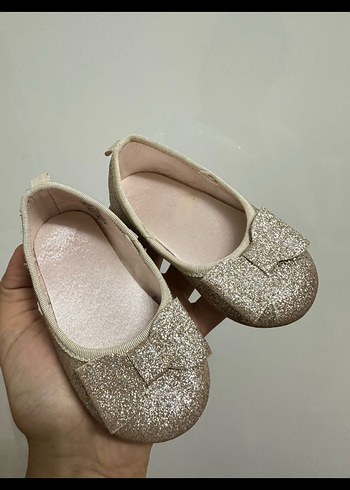 Kız Çocuk Altın Simli Bale Düz Ayakkabı - Görsel 2