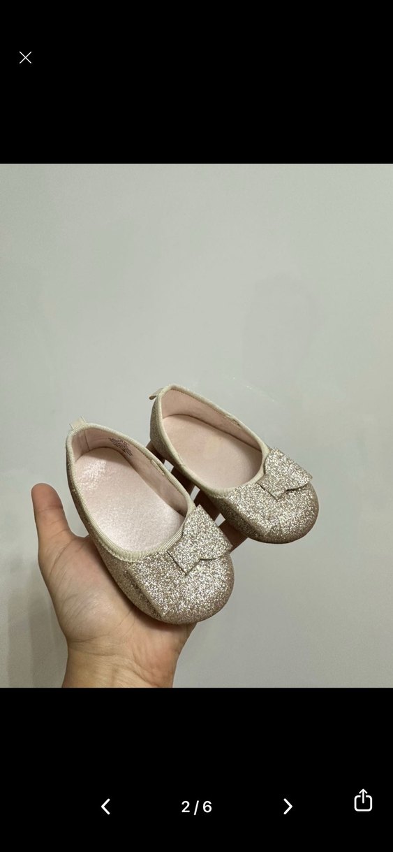 Kız Çocuk Altın Simli Bale Düz Ayakkabı - Görsel 4