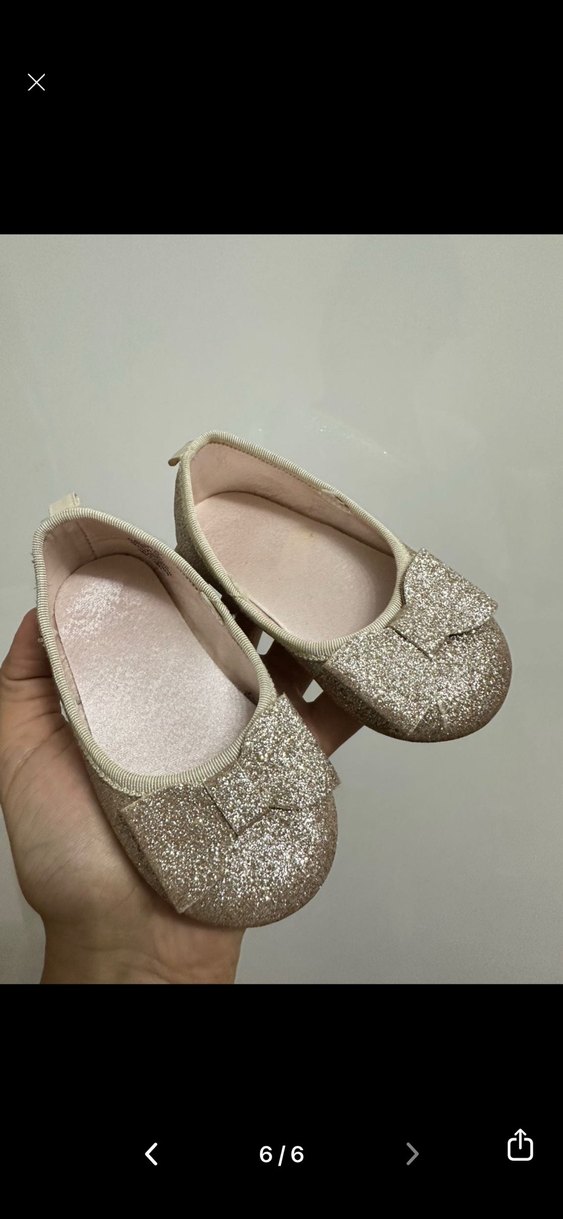 Kız Çocuk Altın Simli Bale Düz Ayakkabı - Görsel 2