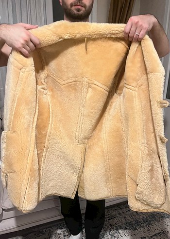 Düğmeli Bej Süet Erkek Kaban - Görsel 2