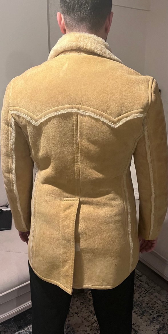 Düğmeli Bej Süet Erkek Kaban - Görsel 4