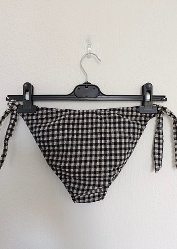 s Beden siyah Renk Ekose Bağlamalı Bikini Altı