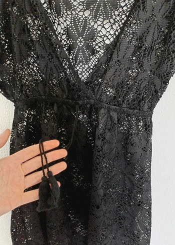 Dantel Siyah plaj Elbisesi - Görsel 2