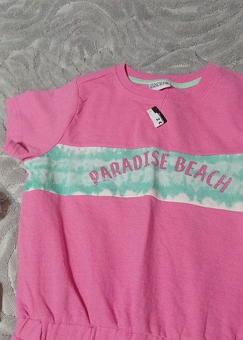 Pembe Kız Çocuk Kısa Kollu Elbise - Görsel 4