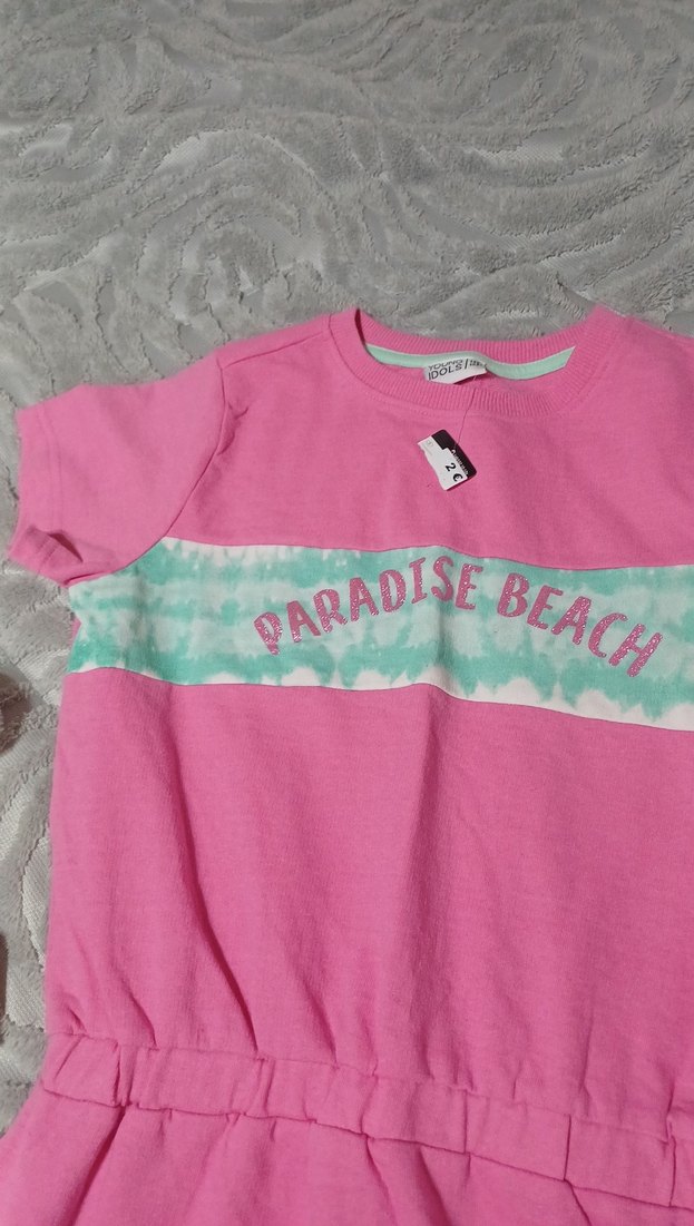 Pembe Kız Çocuk Kısa Kollu Elbise - Görsel 4