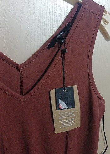 kiremit V Yakalı Uzun Elbise - Görsel 4