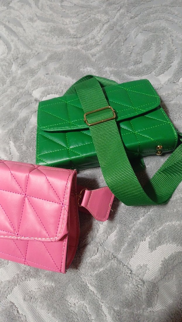 Pembe ve yeşil Deri Kadın Çanta - Görsel 2