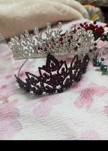 Bordo Taşlı Metal kına Taç - Görsel 2