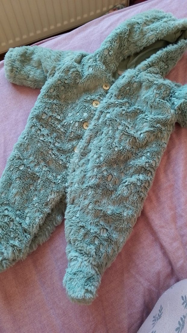 YEŞİL Peluş YENİDOĞAN Bebek Tulumu Kapüşonlu - Görsel 2