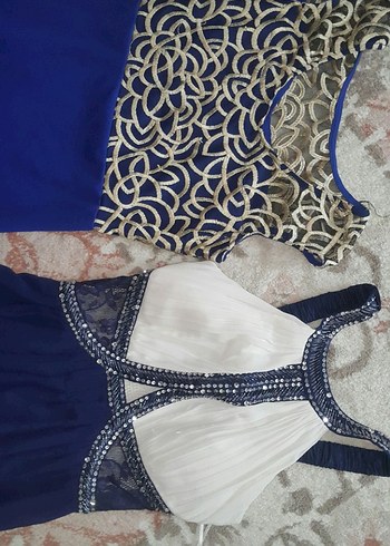 Drapeli Lacivert Uzun Abiye Elbise - Görsel 3