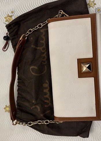 Pierre cardin marka Zincir Detaylı Beyaz Deri Kadın Çanta