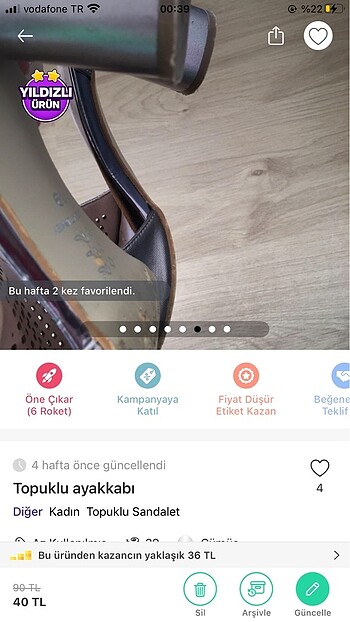 39 Beden çeşitli Renk Topuklu ayakkabı hasar var