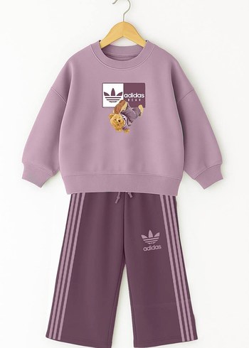 Mor Baskılı Kadın Sweatshirt ve Eşofman Takımı - Görsel 2