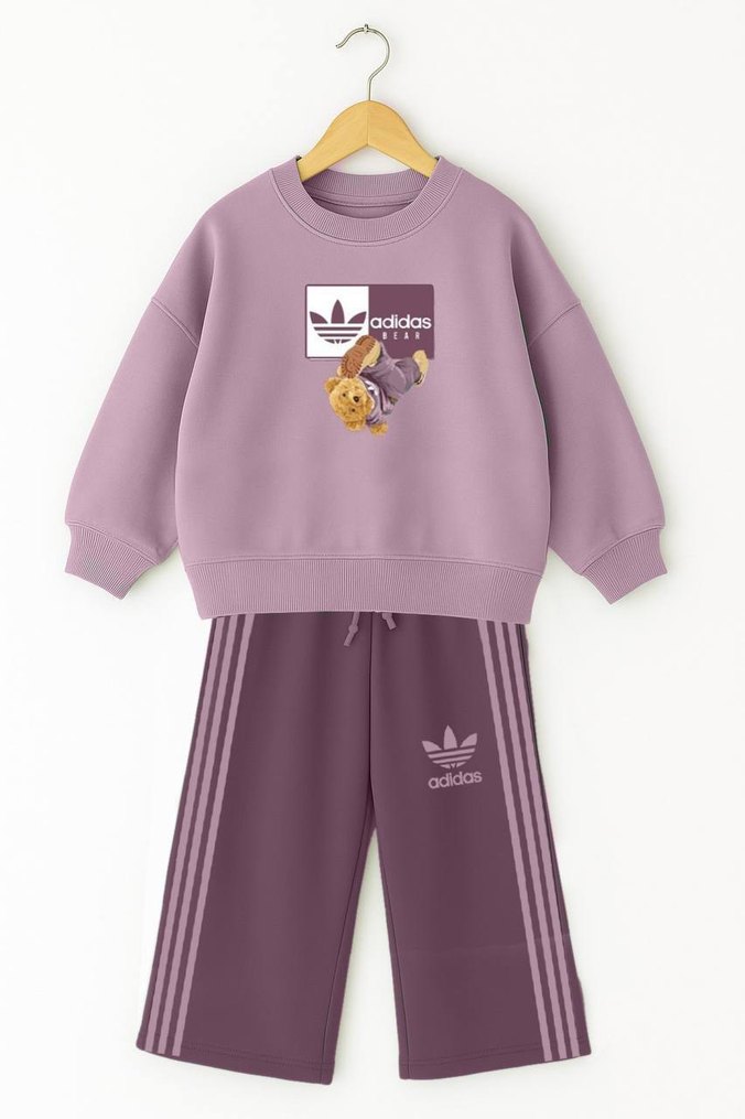 Mor Baskılı Kadın Sweatshirt ve Eşofman Takımı - Görsel 2