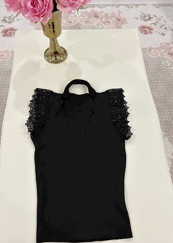 Fırfırlı Siyah Kısa Kollu Gotik Bluz - Görsel 7