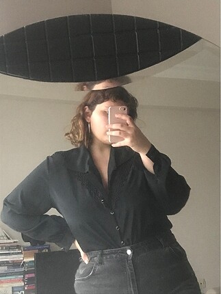 vintage saten görünümlü oversize gömlek