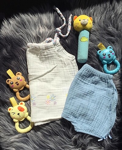 Müslin kumaş kız bebek takım