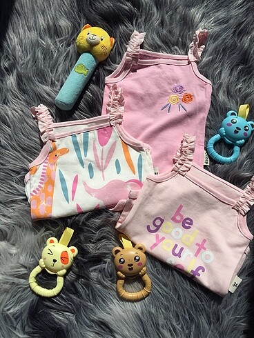 Kız bebek pembe 3lü zıbın set