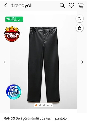 mango siyah deri pantolon - Görsel 2