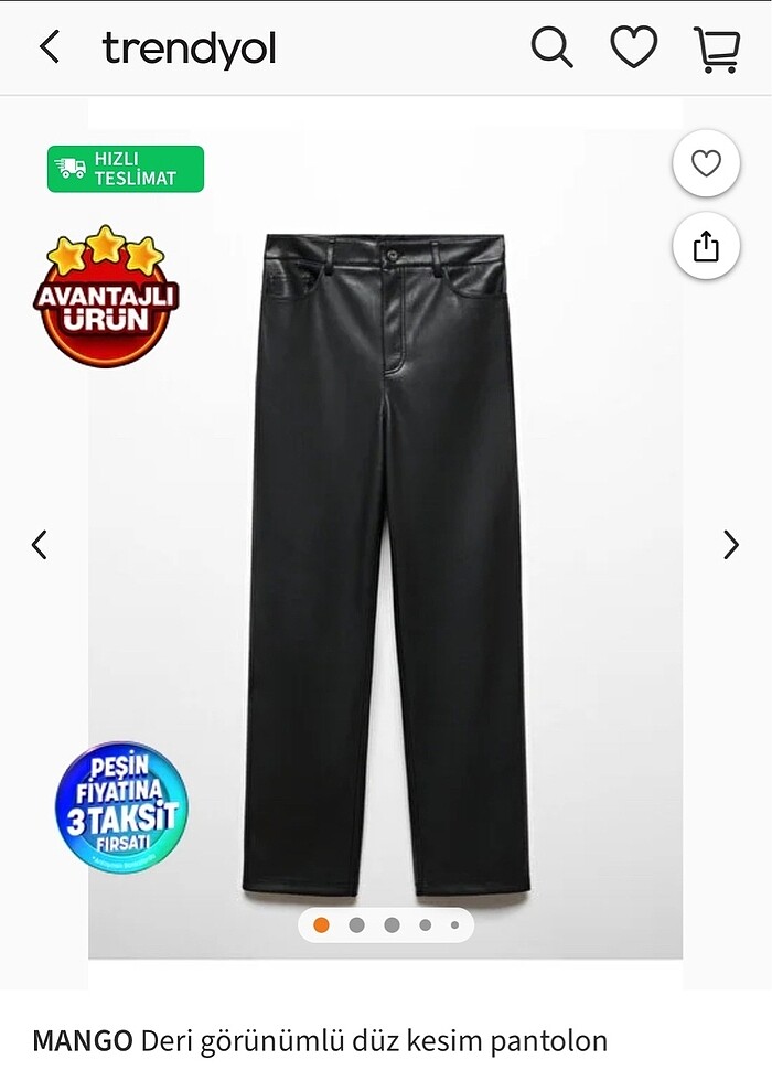 mango siyah deri pantolon - Görsel 2