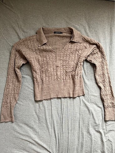 Kahverengi crop triko - Görsel 6