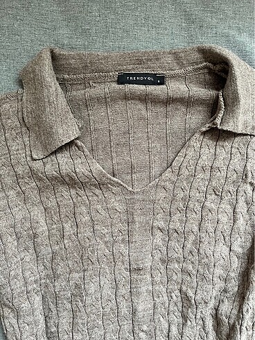 Kahverengi crop triko - Görsel 5