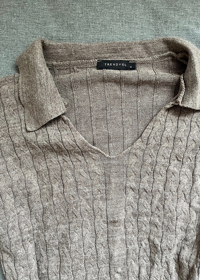 Kahverengi crop triko - Görsel 5