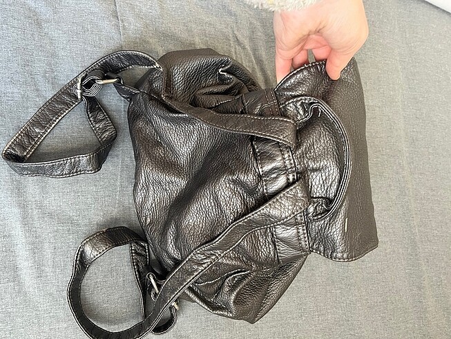 Mavi yıkama deri çanta - Görsel 5