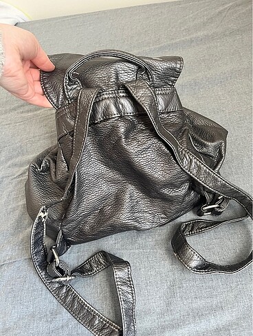 Mavi yıkama deri çanta - Görsel 6