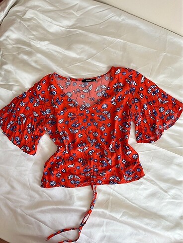 Çiçekli ipli bluz gömle - Görsel 9