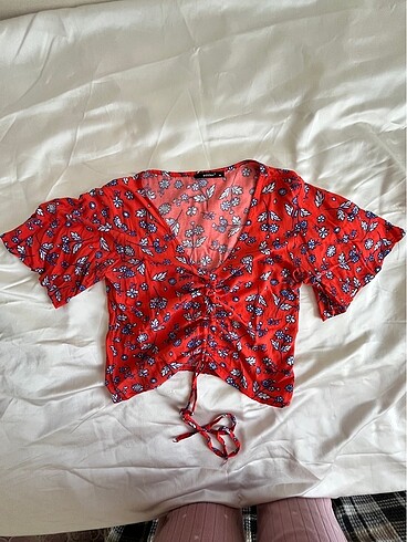 Çiçekli ipli bluz gömle - Görsel 8