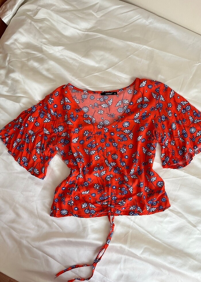 Çiçekli ipli bluz gömle - Görsel 3