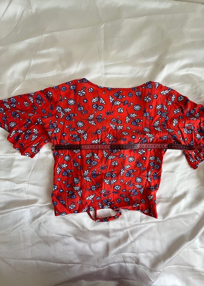 Çiçekli ipli bluz gömle - Görsel 4