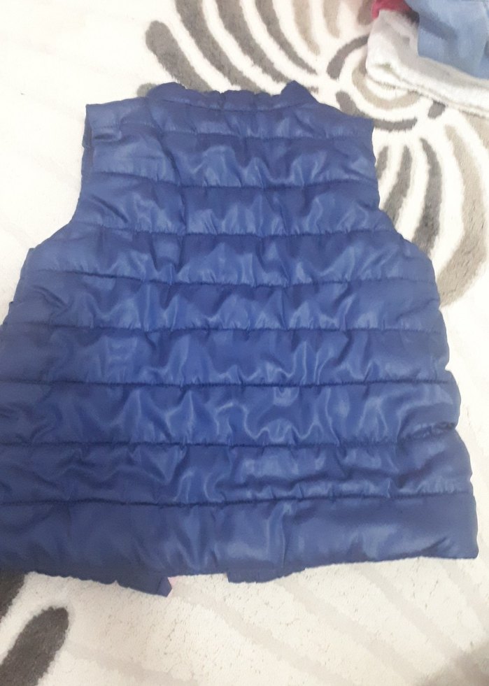 Parlak Mavi kız  Çocuk Fermuarlı Yelek - Görsel 4