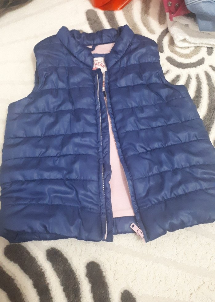 Parlak Mavi kız  Çocuk Fermuarlı Yelek - Görsel 5