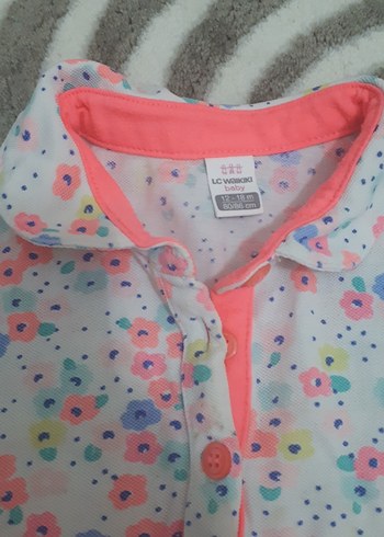 Kız Çocuk Pembe Düğmeli Polo Yaka Tişört - Görsel 2