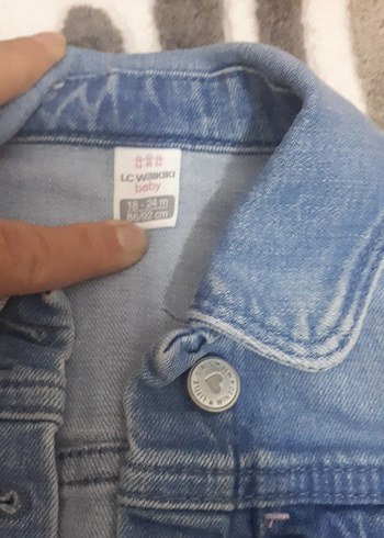 Düğmeli Mavi kız çocuk kot mont - Görsel 3