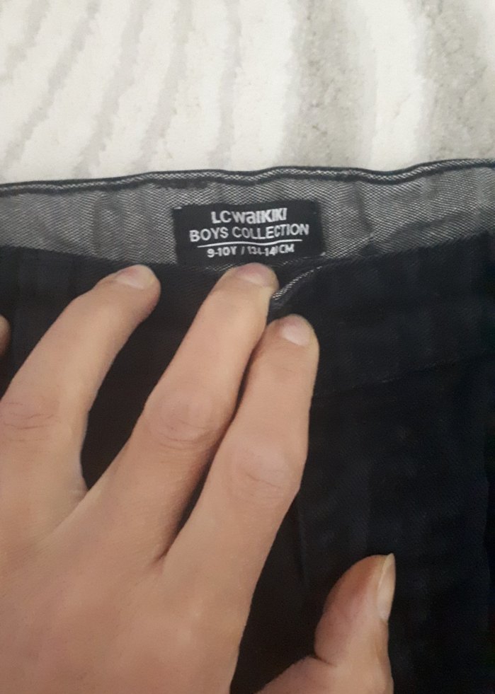 Gri Düğmeli erkek çocuk kot pantolon - Görsel 3