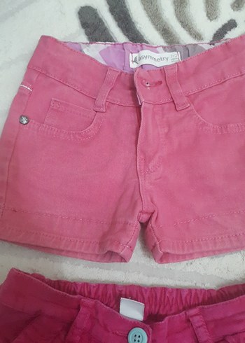 Kızlar için Pamuklu Düğmeli Pembe Şort - Görsel 2