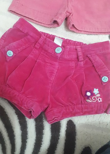 Kızlar için Pamuklu Düğmeli Pembe Şort - Görsel 3