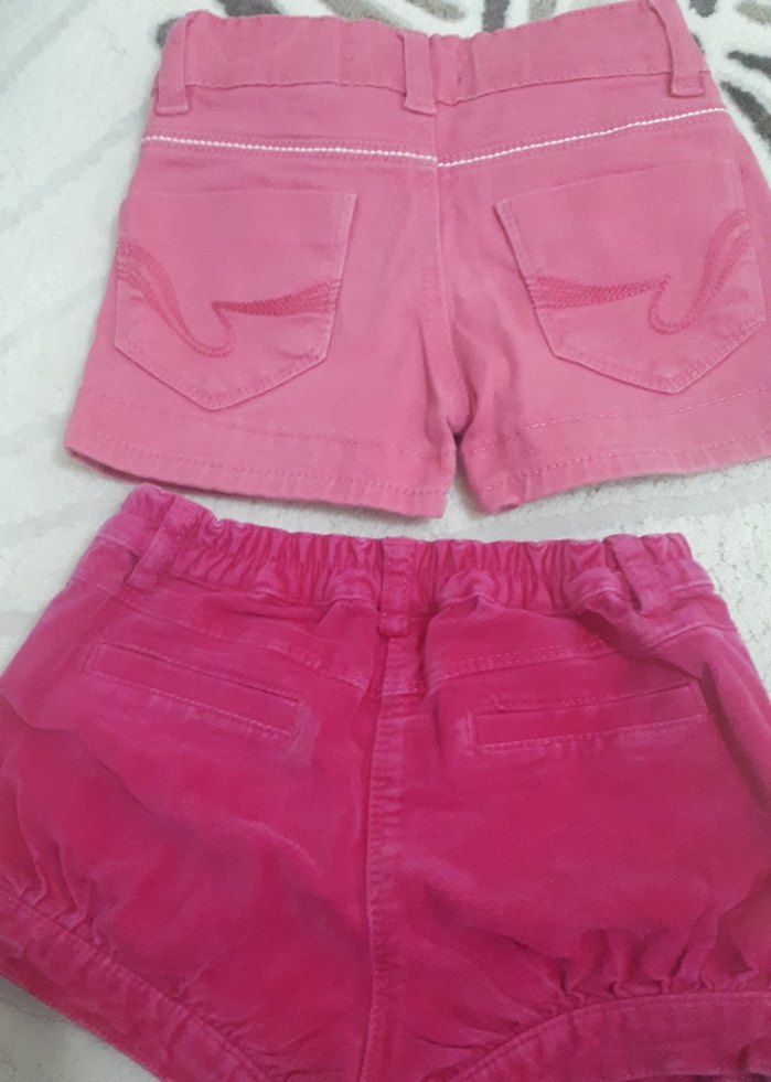 Kızlar için Pamuklu Düğmeli Pembe Şort - Görsel 4