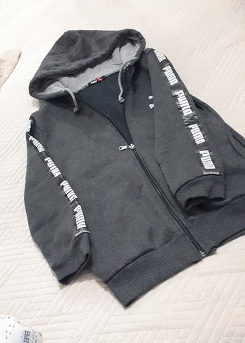 Gri Kapüşonlu Fermuarlı Erkek Sweatshirt - Görsel 3