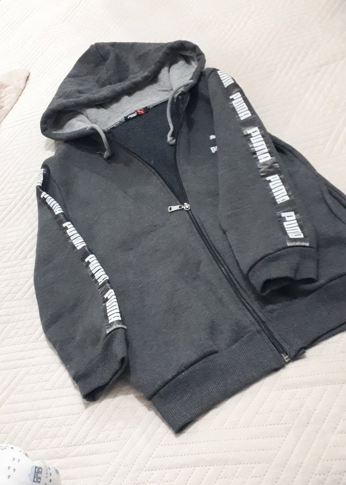 Gri Kapüşonlu Fermuarlı Erkek Sweatshirt - Görsel 3