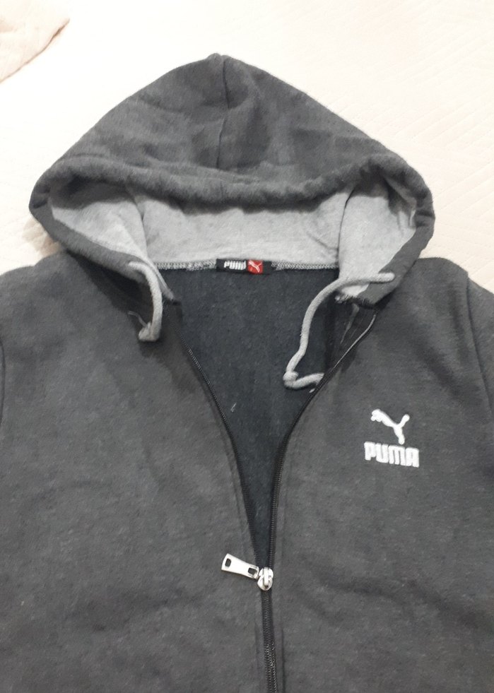 Gri Kapüşonlu Fermuarlı Erkek Sweatshirt - Görsel 2