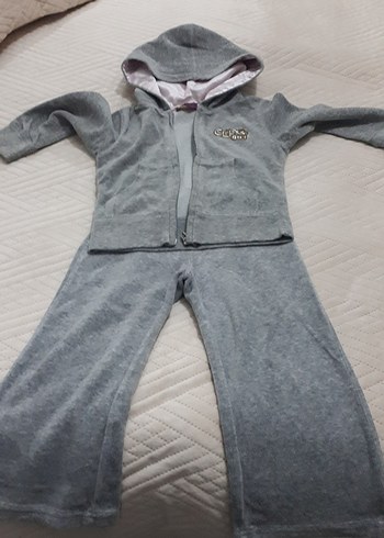 Kız Çocuk Gri Kapüşonlu Fermuarlı Eşofman - Görsel 3